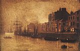 Famous Harbour Paintings - Evening Whitby Harbour